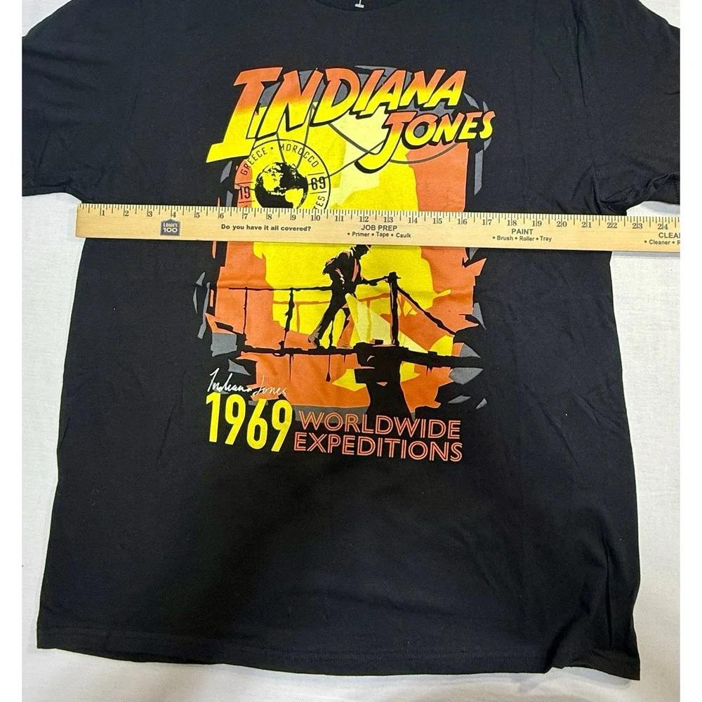 Indiana Jones Worldwide Black‎ Men's Tee Shirt XL (46-48) , Short Sleeve